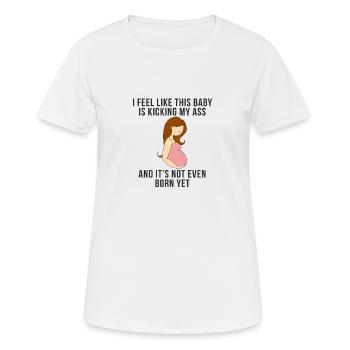 La sensation de grossesse - T-shirt respirant Femme - blanc - Devant - AI Model Female 172 dark (172cm)