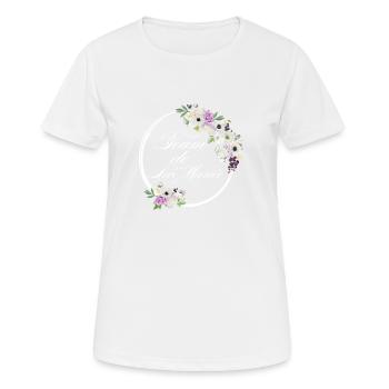Team der lila Blumenbraut - Junggesellinnenabschied Geschenkidee - Frauen T-Shirt atmungsaktiv - Weiß - Vorne - AI Model Female 172 dark (172cm)