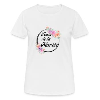 Team der rosa Blumenbraut - Junggesellinnenabschied Geschenkidee - Frauen T-Shirt atmungsaktiv - Weiß - Vorne - AI Model Female 172 dark (172cm)