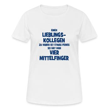 Mit Lieblingskollegen hat man vier Mittelfinger. - Frauen T-Shirt atmungsaktiv - Weiß - Vorne - AI Model Female 172 dark (172cm)