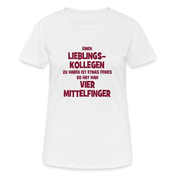 Mit Lieblingskollegen hat man vier Mittelfinger. - Frauen T-Shirt atmungsaktiv - Weiß - Vorne - AI Model Female 172 dark (172cm)