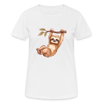 Das lustige Faultier nicht faul - Frauen T-Shirt atmungsaktiv - Weiß - Vorne - AI Model Female 172 dark (172cm)