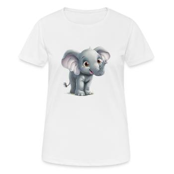 Petit éléphant drôle - T-shirt respirant Femme - blanc - Devant - AI Model Female 172 dark (172cm)