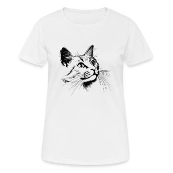 Cat, Cat Motif, Cat Face - Women's Breathable T-Shirt - white - Front - AI Model Female 172 dark (172cm)