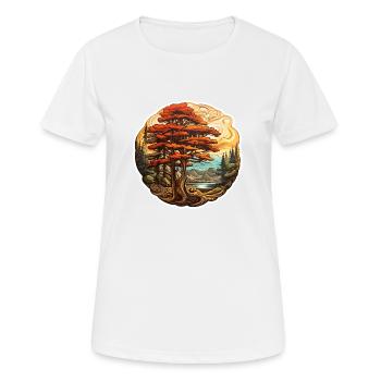 Zeder - Frauen T-Shirt atmungsaktiv - Weiß - Vorne - AI Model Female 172 dark (172cm)