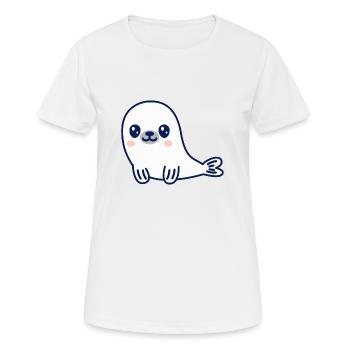 Robbe - Frauen T-Shirt atmungsaktiv - Weiß - Vorne - AI Model Female 172 dark (172cm)