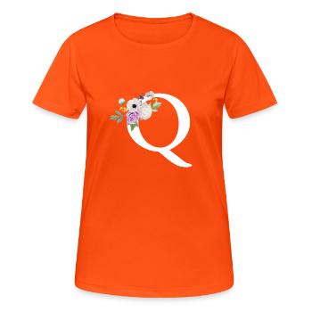 Lettre q floral violet - T-shirt respirant Femme - orange néon - Devant - AI Model Female 172 dark (172cm)