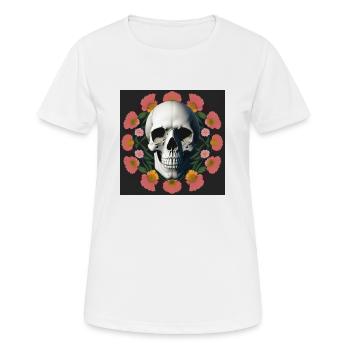 Flower-Skull - Frauen T-Shirt atmungsaktiv - Weiß - Vorne - AI Model Female 172 dark (172cm)