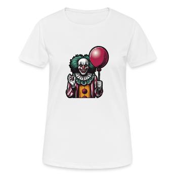 Gruseliger Cartoon-Clown mit roten Haaren und gruseligem Lächeln - Frauen T-Shirt atmungsaktiv - Weiß - Vorne - AI Model Female 172 dark (172cm)
