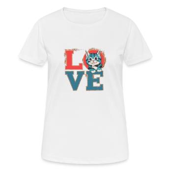 "Liebeskätzchen: Die Magie des Schnurrens" - Frauen T-Shirt atmungsaktiv - Weiß - Vorne - AI Model Female 172 dark (172cm)