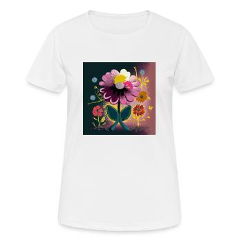 Abstraction printanière de fleur colorée - T-shirt respirant Femme - blanc - Devant - AI Model Female 172 dark (172cm)