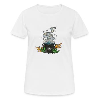 Der vier Elemente Kessel - Frauen T-Shirt atmungsaktiv - Weiß - Vorne - AI Model Female 172 dark (172cm)