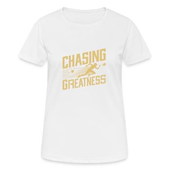 CHASING GREATNESS - Women's Breathable T-Shirt - white - Front - AI Model Female 172 dark (172cm)
