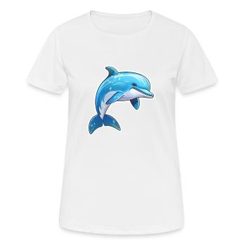Delfin springend - Frauen T-Shirt atmungsaktiv - Weiß - Vorne - AI Model Female 172 dark (172cm)
