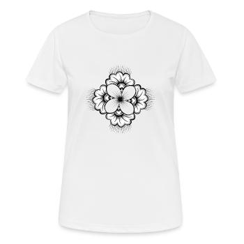 Fleur d'hibiscus en mandala minimaliste zen 02 - T-shirt respirant Femme - blanc - Devant - AI Model Female 172 dark (172cm)