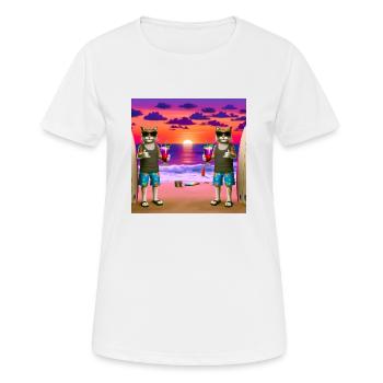 Gato Loco Surfdudes Cat Cats Beach Sundowner - Women's Breathable T-Shirt - white - Front - AI Model Female 172 dark (172cm)