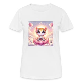 Gato Loco Yoga Meditation Lotussitz Yocat Yogacat - Frauen T-Shirt atmungsaktiv - Weiß - Vorne - AI Model Female 172 dark (172cm)