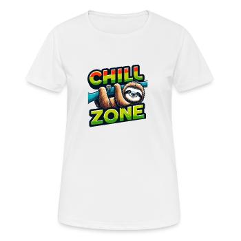 Un paresseux détendu suspendu à une branche - T-shirt respirant Femme - blanc - Devant - AI Model Female 172 dark (172cm)