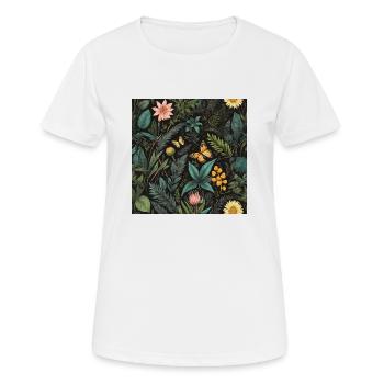 Schmetterlinge im Laub #butterfly #flowers - Frauen T-Shirt atmungsaktiv - Weiß - Vorne - AI Model Female 172 dark (172cm)