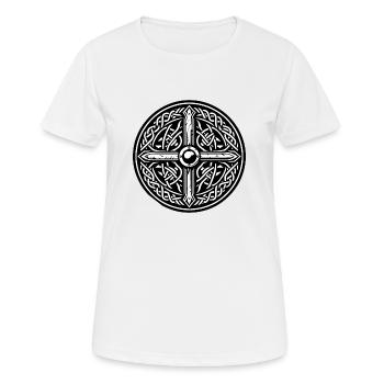 Alte Wikingersymbole Keltisch-Gälisch - Version 2 - Frauen T-Shirt atmungsaktiv - Weiß - Vorne - AI Model Female 172 dark (172cm)