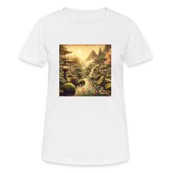Cascade de mousse Kois vintage au Japon - T-shirt respirant Femme - blanc - Devant - AI Model Female 172 dark (172cm)