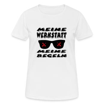 Werkstatt - Frauen T-Shirt atmungsaktiv - Weiß - Vorne - AI Model Female 172 dark (172cm)