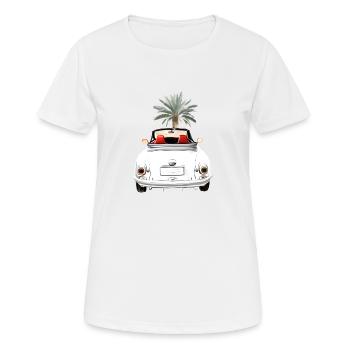 Cabriolet en été avec le plaisir de conduire Palme Cabriolet - T-shirt respirant Femme - blanc - Devant - AI Model Female 172 dark (172cm)
