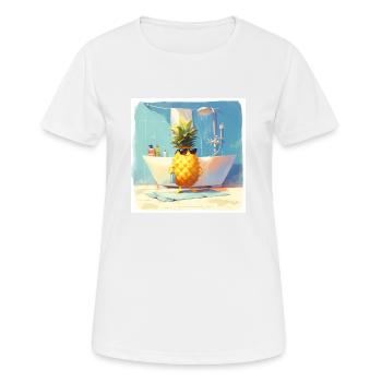 Drôle d’ananas prend une douche - T-shirt respirant Femme - blanc - Devant - AI Model Female 172 dark (172cm)