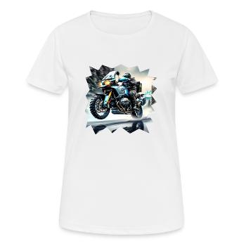 Surface de route mouillée de moto - T-shirt respirant Femme - blanc - Devant - AI Model Female 172 dark (172cm)