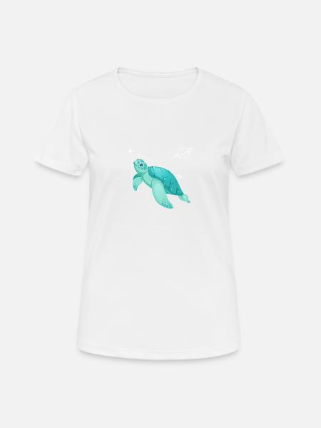 Schildkröte schwimmt im Weltraum - Frauen T-Shirt atmungsaktiv - Weiß