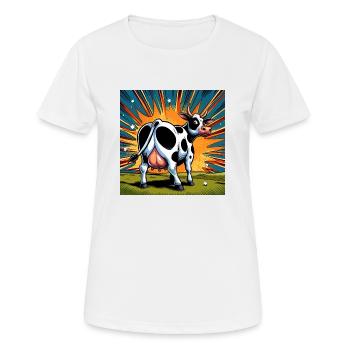 Kuh von hinten - Frauen T-Shirt atmungsaktiv - Weiß - Vorne - AI Model Female 172 dark (172cm)