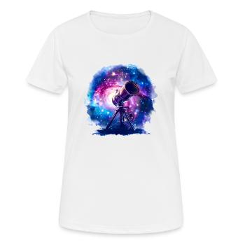 Astronomie mit Teleskopen ist Horizonterweiterung - Frauen T-Shirt atmungsaktiv - Weiß - Vorne - AI Model Female 172 dark (172cm)