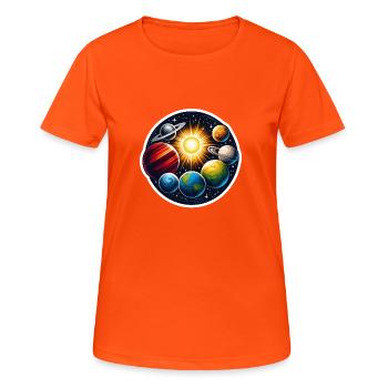 Solar system - Women's Breathable T-Shirt - neon orange - Front - AI Model Female 172 dark (172cm)