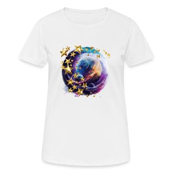 Funkelnde Sterne in der Dunkelheit - Frauen T-Shirt atmungsaktiv - Weiß - Vorne - AI Model Female 172 dark (172cm)