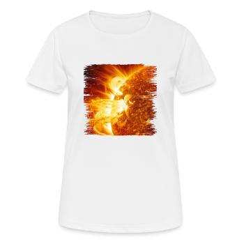 La fascination des éruptions solaires - T-shirt respirant Femme - blanc - Devant - AI Model Female 172 dark (172cm)