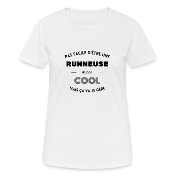 Pas facile d'être une runneuse aussi cool - T-shirt respirant Femme - blanc - Devant - AI Model Female 172 dark (172cm)