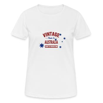 Vintage Made in Australia étoiles bleues et drapeau - T-shirt respirant Femme - blanc - Devant - AI Model Female 172 dark (172cm)