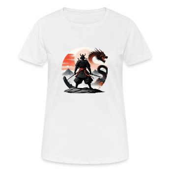 Samurai Japan Landschaft Schwarzer Drache - Frauen T-Shirt atmungsaktiv - Weiß - Vorne - AI Model Female 172 dark (172cm)