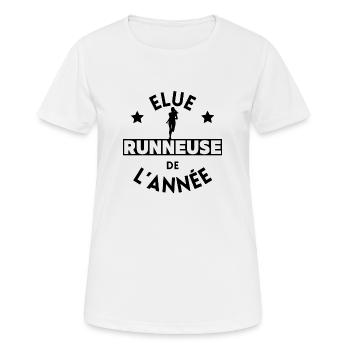 Élue runneuse de l année - T-shirt respirant Femme - blanc - Devant - AI Model Female 172 dark (172cm)