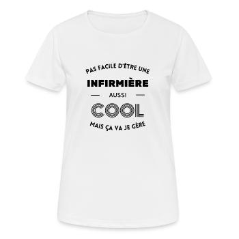 Pas facile d'être une infirmière cool mais je gère - T-shirt respirant Femme - blanc - Devant - AI Model Female 172 dark (172cm)