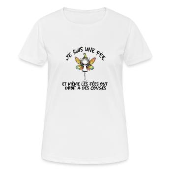 JE SUIS UNE FEE - T-shirt respirant Femme - blanc - Devant - AI Model Female 172 dark (172cm)