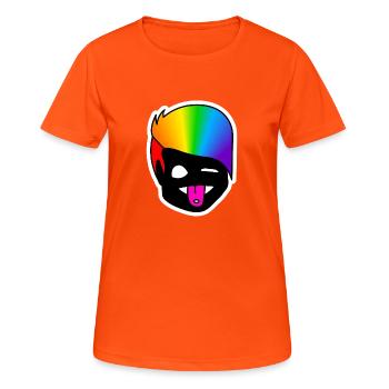 Zwinker Zunge : Sticky Queer Pride - Frauen T-Shirt atmungsaktiv - Neonorange - Vorne - AI Model Female 172 dark (172cm)