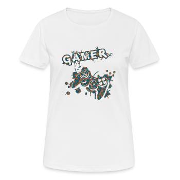 Gamer Game Play Online Computer Gaming Arcade Neon - Women's Breathable T-Shirt - white - Front - AI Model Female 172 dark (172cm)