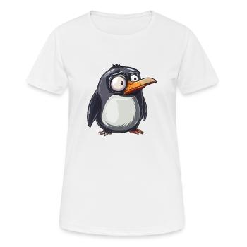 Süßer Pinguin Blick Fangt Blicke - Frauen T-Shirt atmungsaktiv - Weiß - Vorne - AI Model Female 172 dark (172cm)