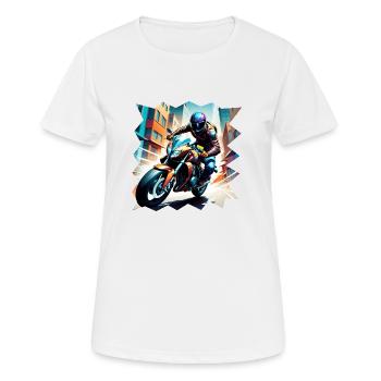 Motorrad Rennfahrer - Frauen T-Shirt atmungsaktiv - Weiß - Vorne - AI Model Female 172 dark (172cm)