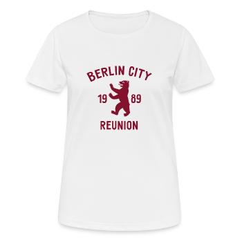 Berlin City - 1989 - Reunion - Berliner Bär - Frauen T-Shirt atmungsaktiv - Weiß - Vorne - AI Model Female 172 dark (172cm)