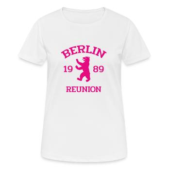 Berlin - 1989 - Reunion - Berliner Bär - Frauen T-Shirt atmungsaktiv - Weiß - Vorne - AI Model Female 172 dark (172cm)