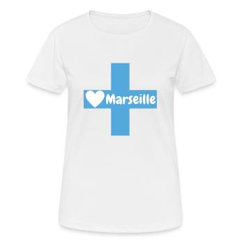 Marseille - T-shirt respirant Femme - blanc - Devant - AI Model Female 172 dark (172cm)