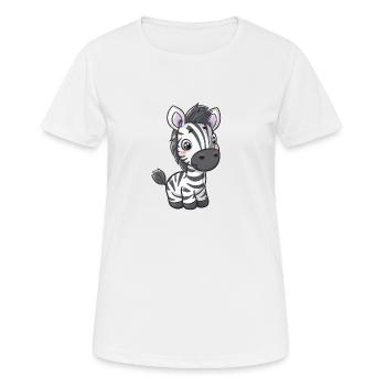 Comic-Stil Kawaii Zebra Aufkleber – Isoliert - Frauen T-Shirt atmungsaktiv - Weiß - Vorne - AI Model Female 172 dark (172cm)