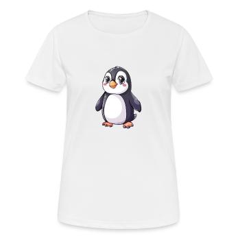 Pingouin mignon avec de grands yeux pour les amoureux des animaux - T-shirt respirant Femme - blanc - Devant - AI Model Female 172 dark (172cm)